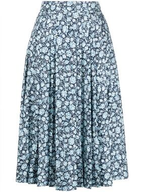 Tory Burch PLEATED SILK SKIRT IN BLUE ARCHIVE DITSY
